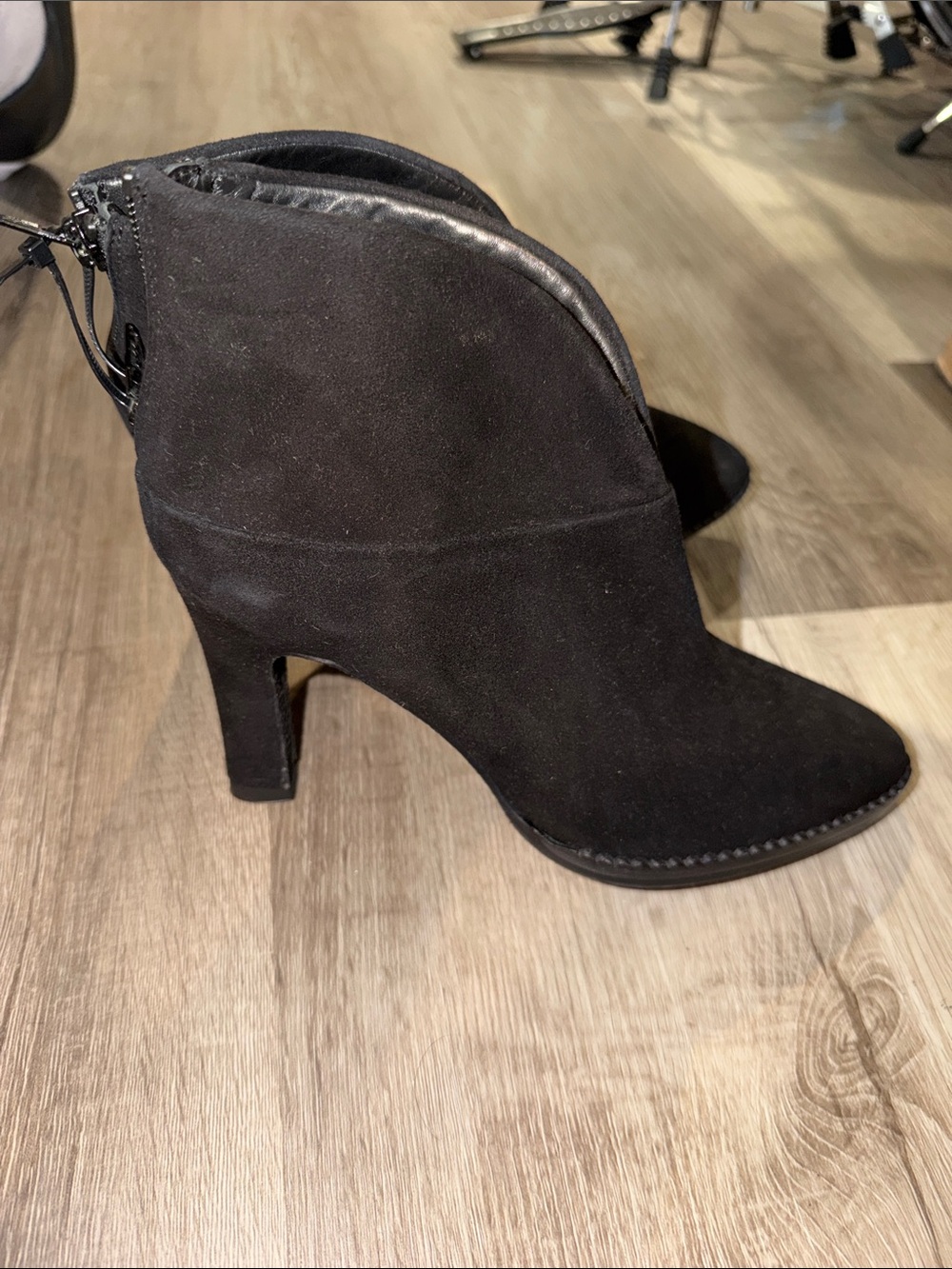 Black Suede High Heel Ankle Booties